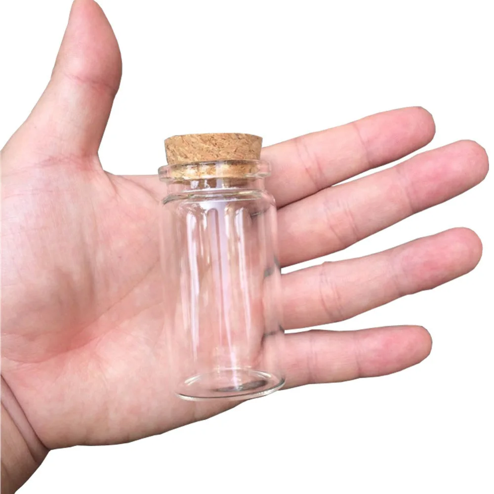 37x70x27 mm 50ml Glass Bottles Empty Clear Transparent Cork Stopper Perfume Bottles 24pcs New Arrival