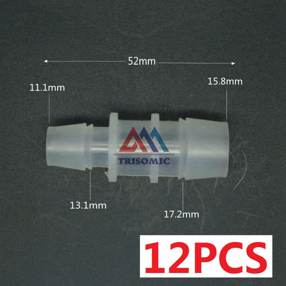 12 pieces 15.8mm*11.1mm Straight Reducing Connector Plastic Fitting Barbed Reducing Connector