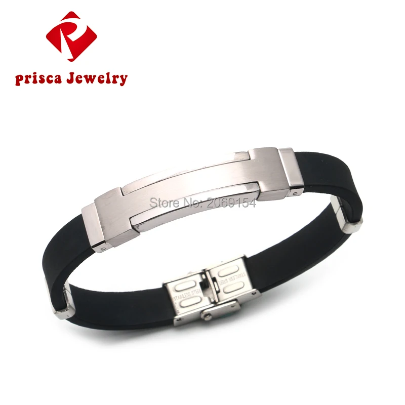 PAPERPLUS | Men Stainless Steel Black Bangle. French Italy Charm Jewelry. 21cm. Gold Plated. Hip Hop Gift