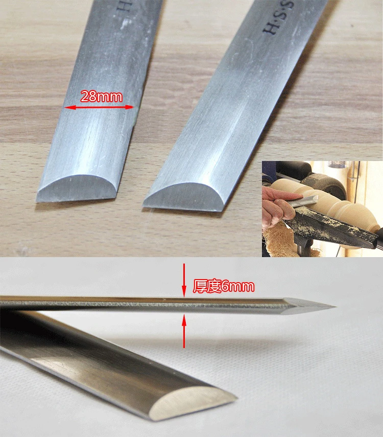 A2014-A HSS Oval Skew Chisel 28mm width, Woodturning Tool