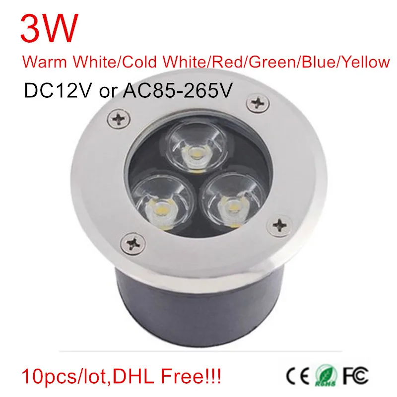 

10pcs/lot Free shipping 3W LED underground light 3w led Buried light ground floor recessed lamp lamps DC12V 24V OR AC85-265V