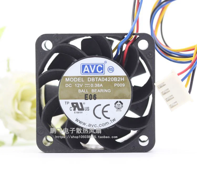 

AVC DBTA0420B2H P009 Server Cooling Fan DC 12V 0.38A 40x40x20mm 4-Wire