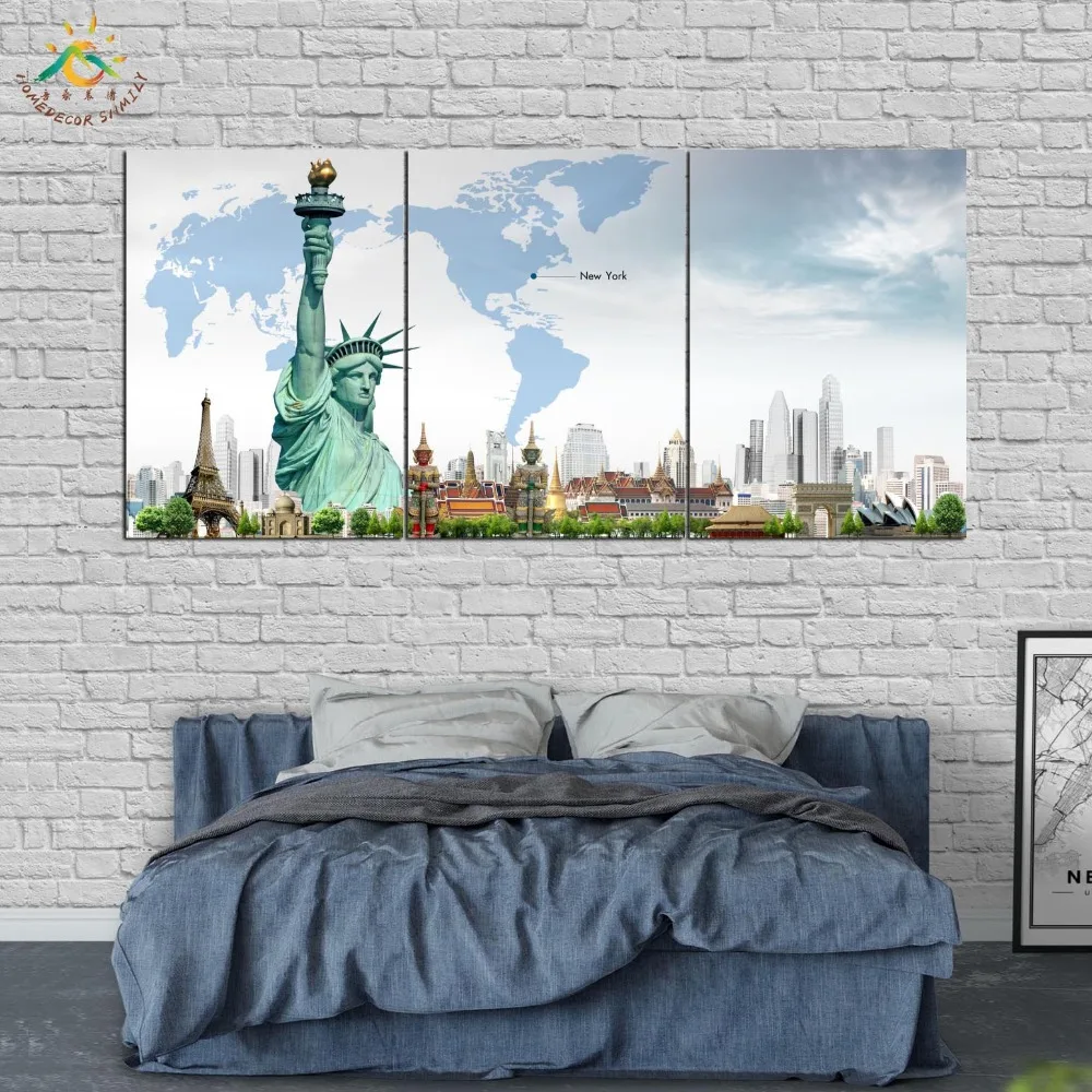 Wall Art Prints Canvas Art Painting Modular Picture And Poster The goddess of freedo Canvas Painting Decoration Home 3 PIECES