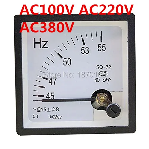 Medidor de Panel de frecuencia HERTZ, dispositivo con números arábigos, CA 100V, 220V, 380V, SQ72, 45-55HZ, SQ-72 45-55Hz