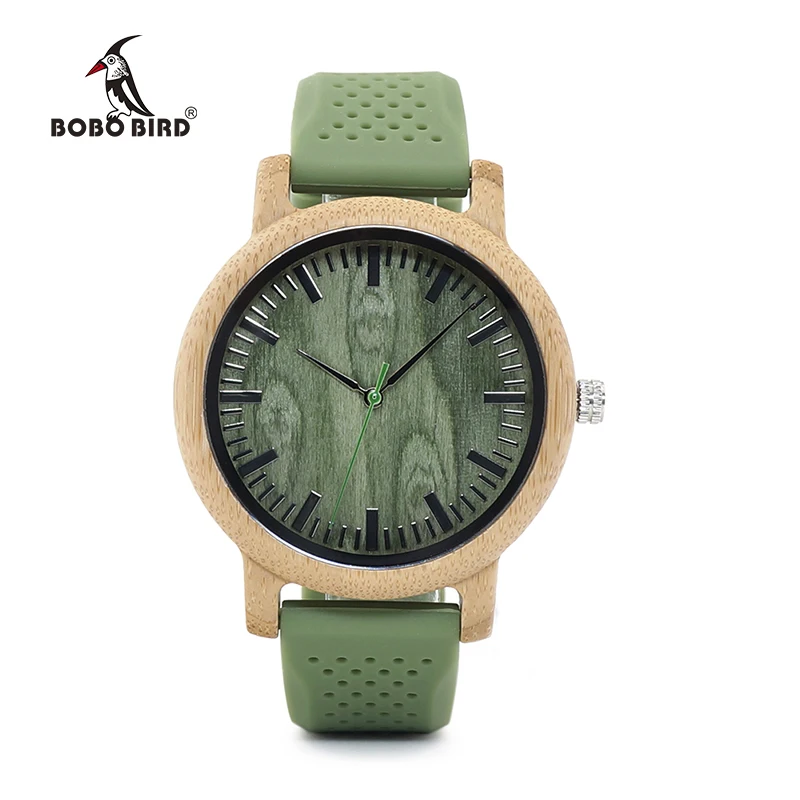 BOBO BIRD Relogio Masculino Watches Women Brand Bamboo Men Watch Silicone Band Quartz Wristwatches relogio feminino Personalized