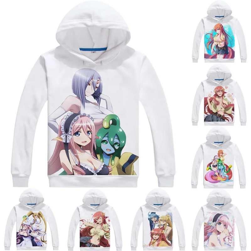 Coolprint Anime Hoodies Monster Musume 3D Hoodies Long Hooded Everyday Life with Monster Girls Miia Papi Cosplay Sweatshirts