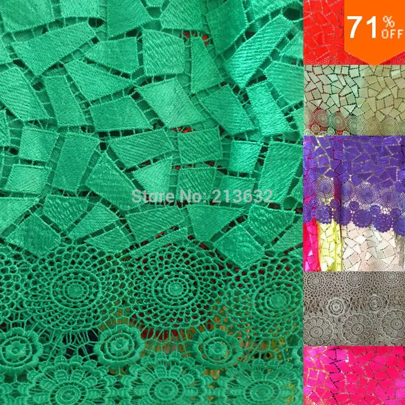 Best for sew dresses guipure lace fabric wholesale and high quality African lace fabrics 6 color for wedding and clothing sewing