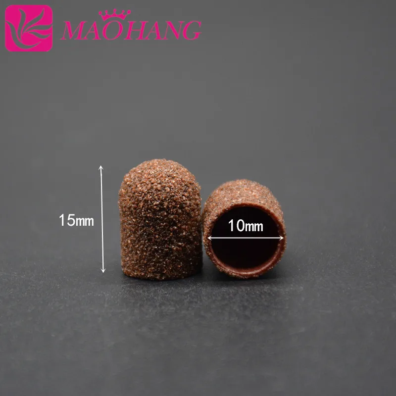 10pcs 10*15mm Plastic Remove Calluse  Nail Art Sanding Cap And 1pcs grip for Manicure Pedicure Electric Nail Drill Machine Tool