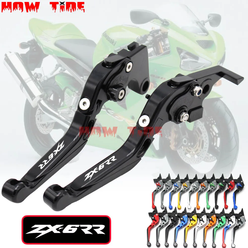 CNC Adjustable Folding Motorcycle Brake Clutch Levers For Kawasaki ZX6RR ZX6 RR 2000 2001 2002 2003 2004