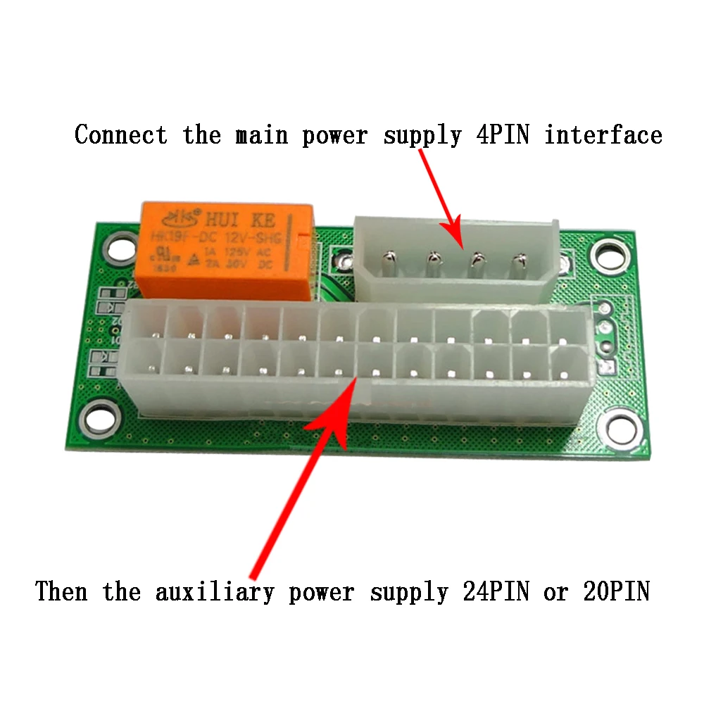 1PCS ATX 24PIN Dual PSU Power Sync Start Extender Cable Card adapter for Bitcoin Mining Add2PSU Multiple Power Supply Adapter