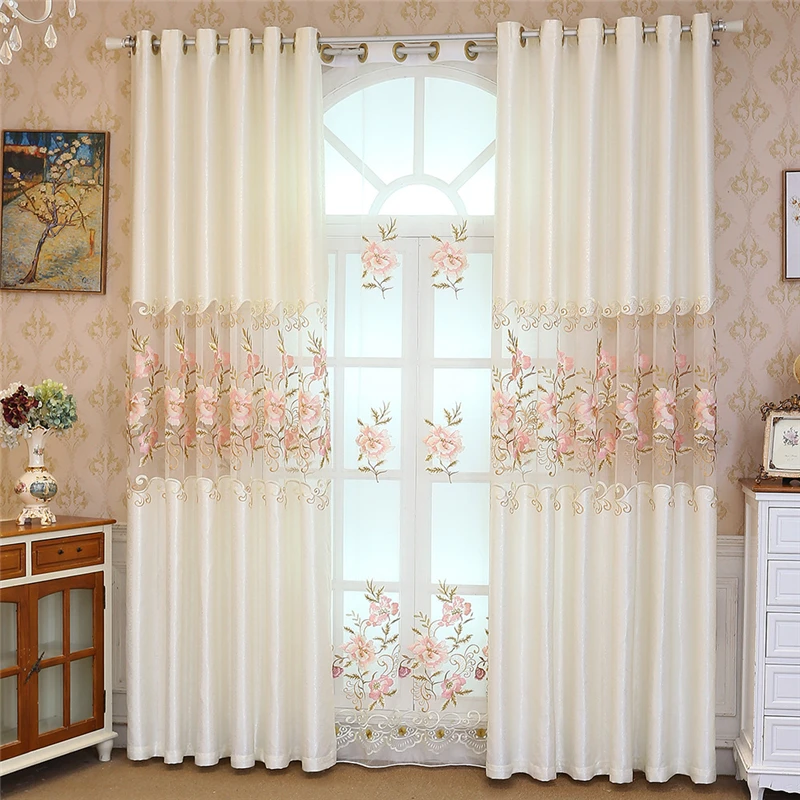 Elegant luxury villa garden embroidered Window curtains for living room bedroom hotel kitchen 4 beautiful luxury curtain colors