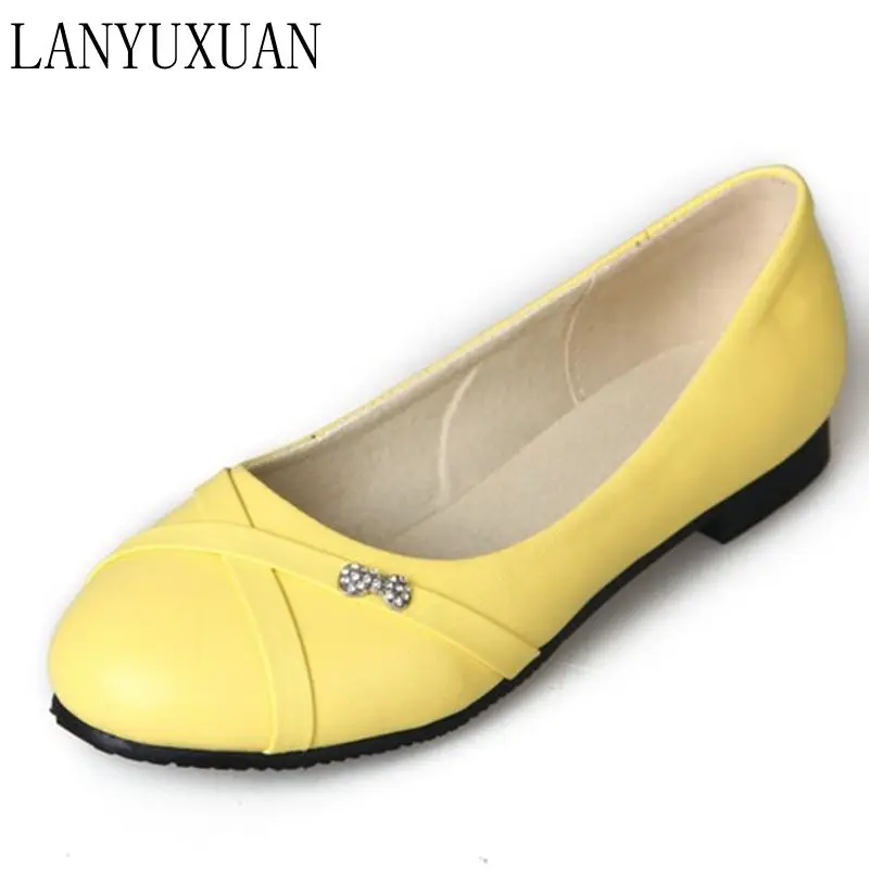 Oxford Shoes For Women Large Size 34-47 Women\'s Fashion Shoes Woman Flats Spring Female Ballet Metal Round Toe Solid Casual 062