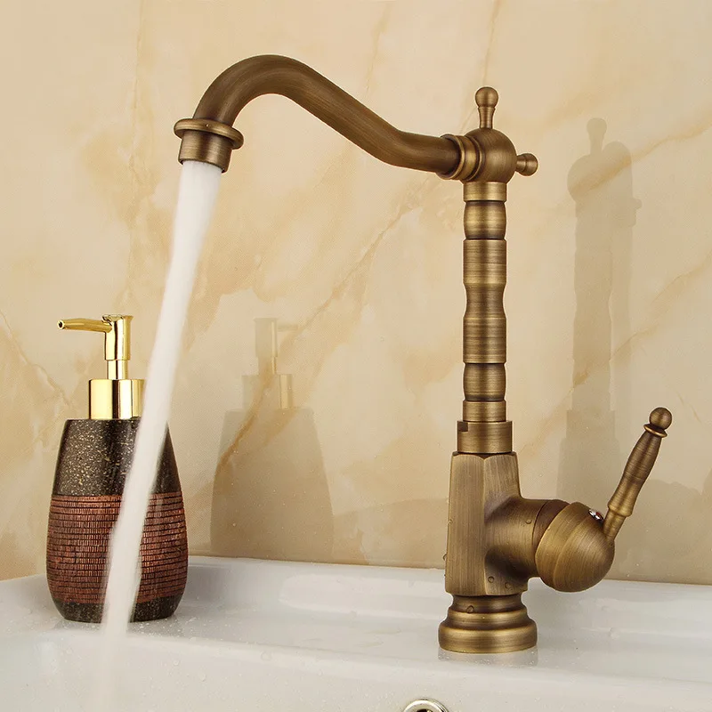 

Basin Faucets All Copper Antique Faucet Antique Cold And Hot tap bathroom Faucet Kitchen Vegetable Basin Faucet Mixer Taps