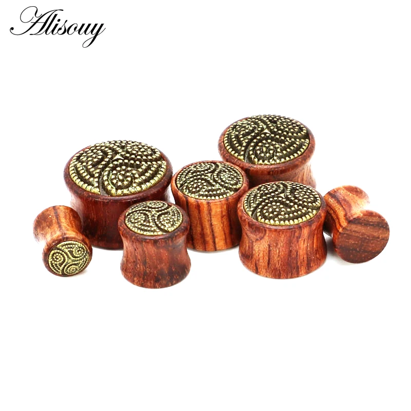 Alisouy 1 PC New Bamboo Wood Ear Plugs Gauges Earrings Women Men Flesh Tunnel Expander Piericing Stretcher Body Piercing Jewelry