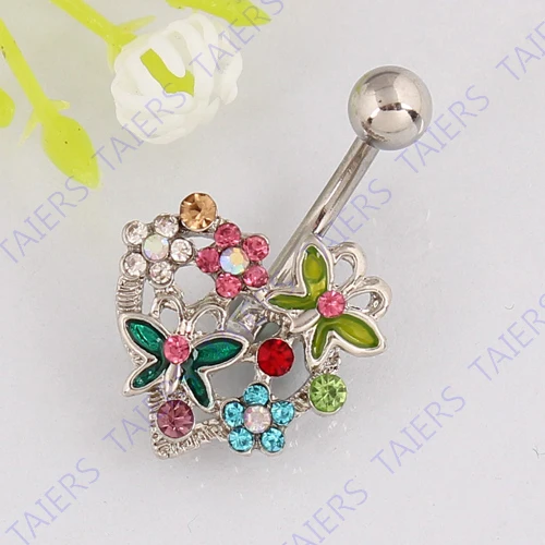 Heart butterfly flower belly ring fashion body jewelry Lady piercing Retail 14G 316L surgical steel Nickel-free TAIERS