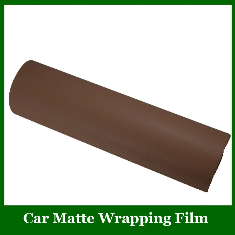 Size: 1.52*30m/Roll Coffee Brown Matte Vinyl Wrap Film With Air Bubble Fre Car Wrap Sticker Self adhesive Vinyl Graphic