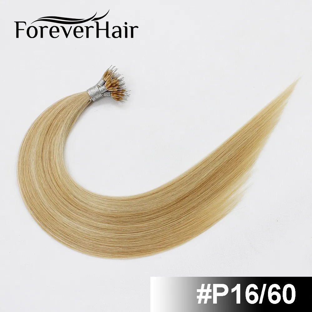 FOREVER HAIR Remy Nano Ring Menselijk Natuurlijk Haarverlenging 0,8 g/s 16 "18" 20 "Keratine Recht Europees Micro Kralen Haar 50 Stuks