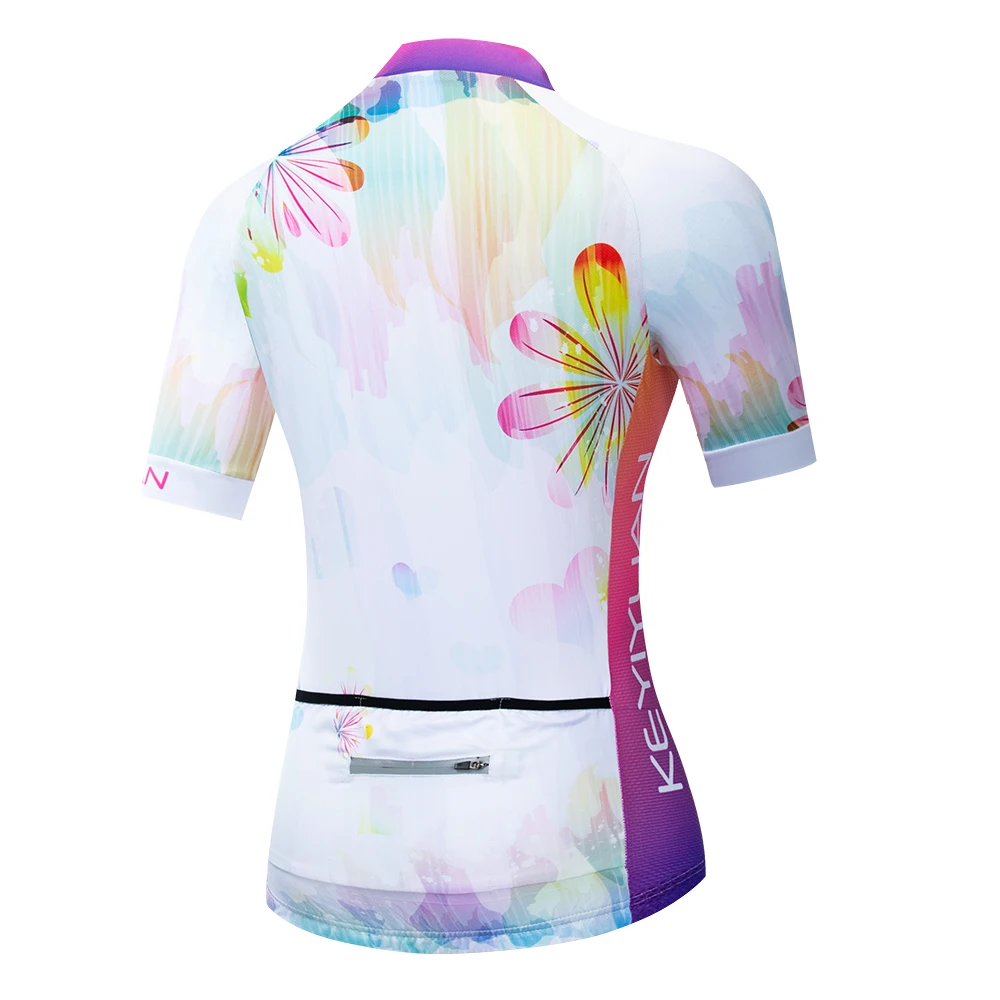 2019 Keyiyuan Spring and Summer New Road Cycling Equipment Quick Dry Perspiration Women's Color Flower Short Sleeve Top