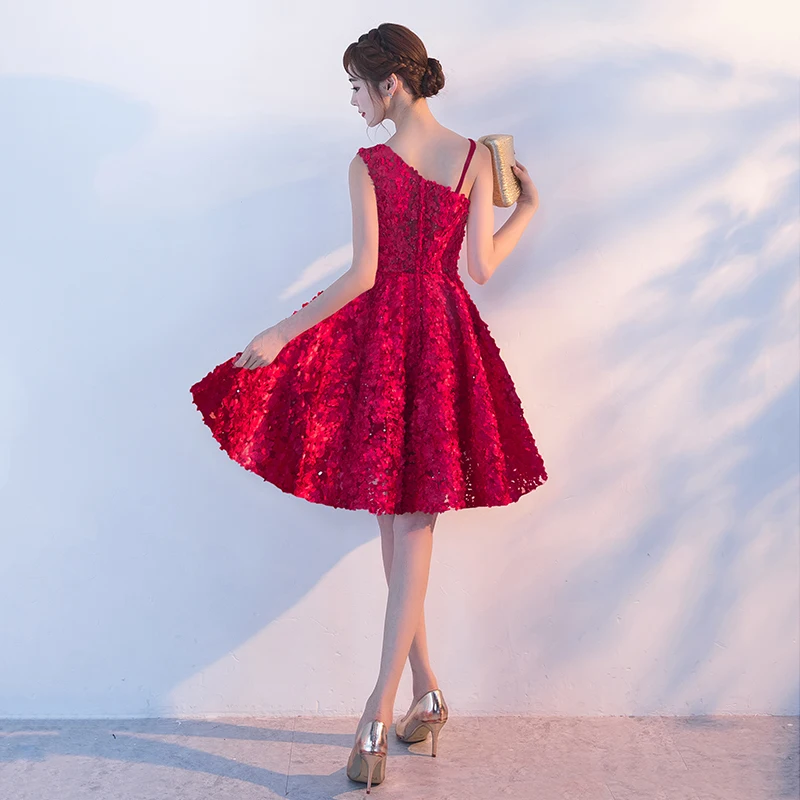 Robe de soiree Wine Red Lace A Line V Neck Backless sleeveless evening dress vestido de festa prom dress Birthday party dresses