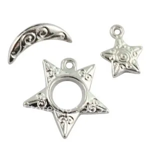 60Sets Silver Color Plate Star toggle clasp w/drop A5054SP FREE SHIPPING