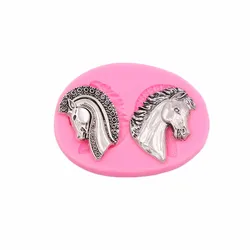 Double horse head sugar cakes soft silicone mold handmade chocolate craft mold cake dessert decoration mold DIY kitchen baking t