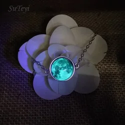 Glow in the Darkness Crystal Bracelet Luminous Star Series Planet Glass Cabochon Moon Necklace