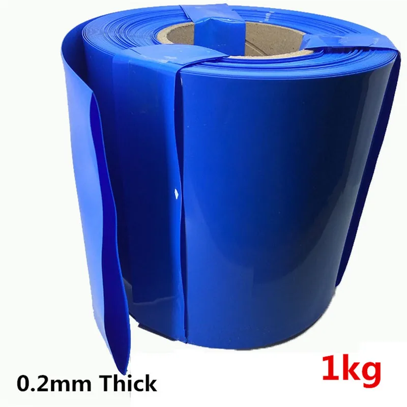 1Kg 0.2Mm Dikke Geïsoleerde Pvc Blauwe Warmtekrimpbare Buis 18650 Batterij Krimpfolie Batterij Isolatiehuls Krimpkous