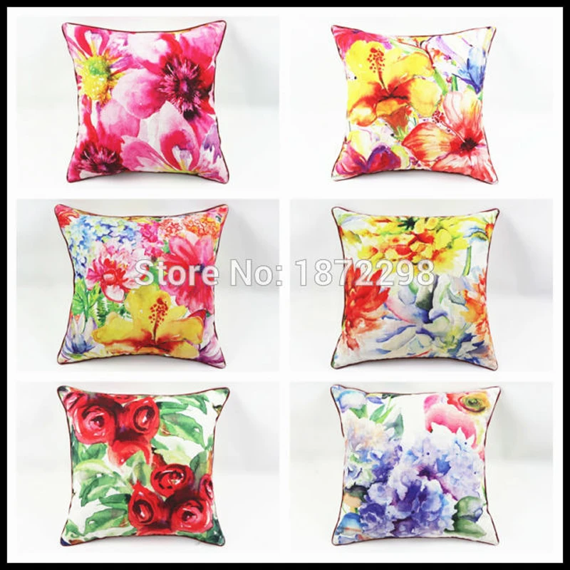 

Free Shipping 420 Types Flower Pattern 40/45/50/55/60cm Polyester Rayon Fabric Printing Cushion Cover HT-PLPC-01-06