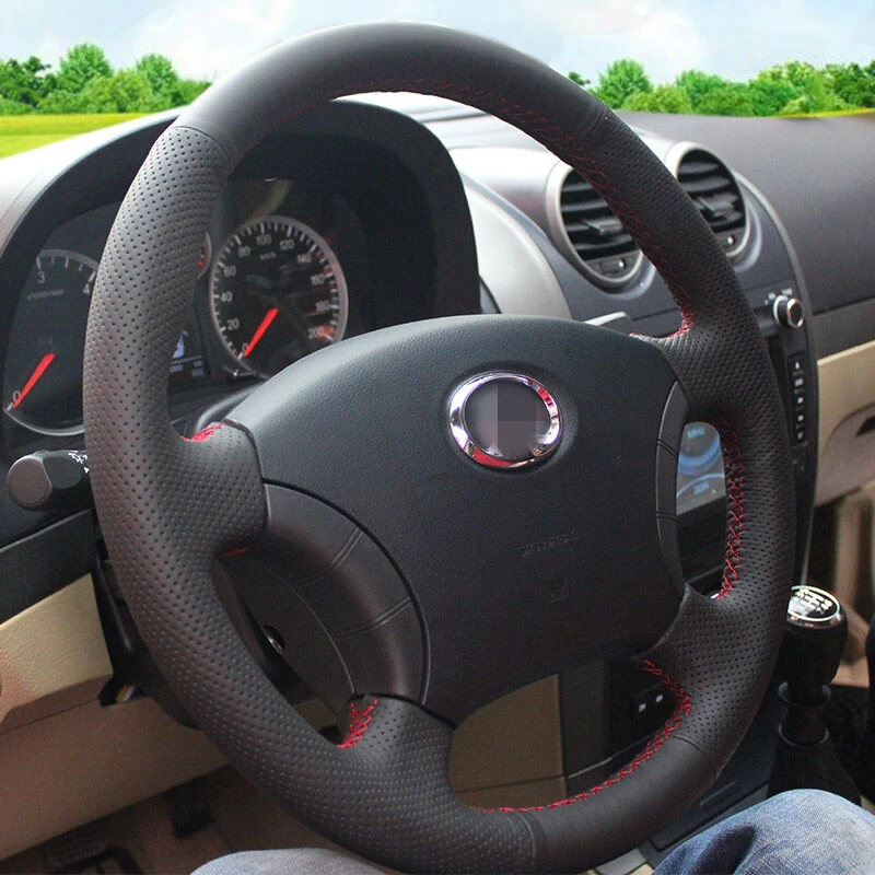 Shining wheat Black Leather Steering Wheel Cover for for Great Wall Haval Hover H3 H5 Wingle 3 Wingle 5