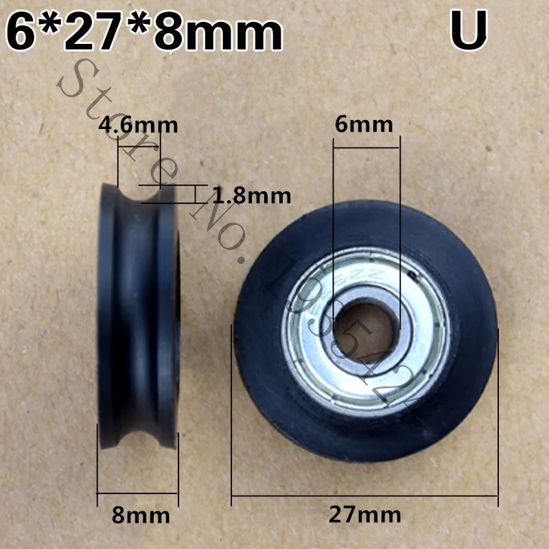 

SWMAKER 6*27*8 U type groove pulley wheel concave round Nylon bag plastic injection plastic pulley bearing doors and Windows