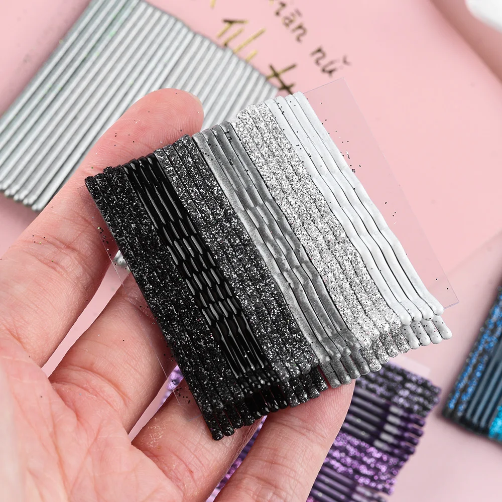 24Pcs/Set Girls Decorative Hair Accessories Candy Color Wavy Hair Clips Glitter Bobby Pins Barrettes For Women Styling Tools