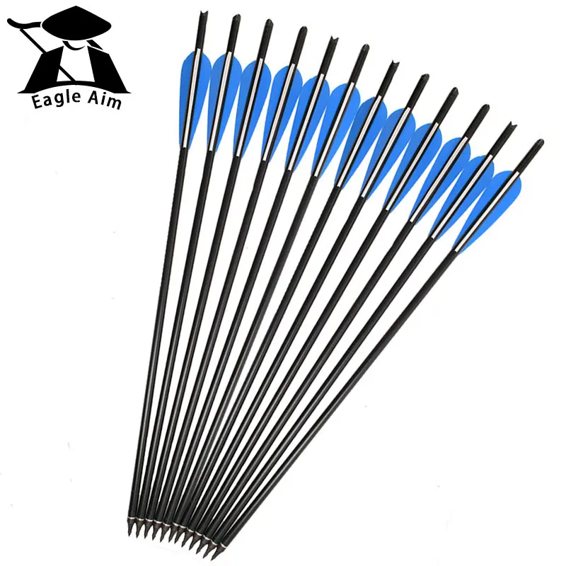 12Pcs Hunting Recurve/composite bow Target Crossbow Carbon Arrow 16/20 /22Inches Spine 400 for Archery