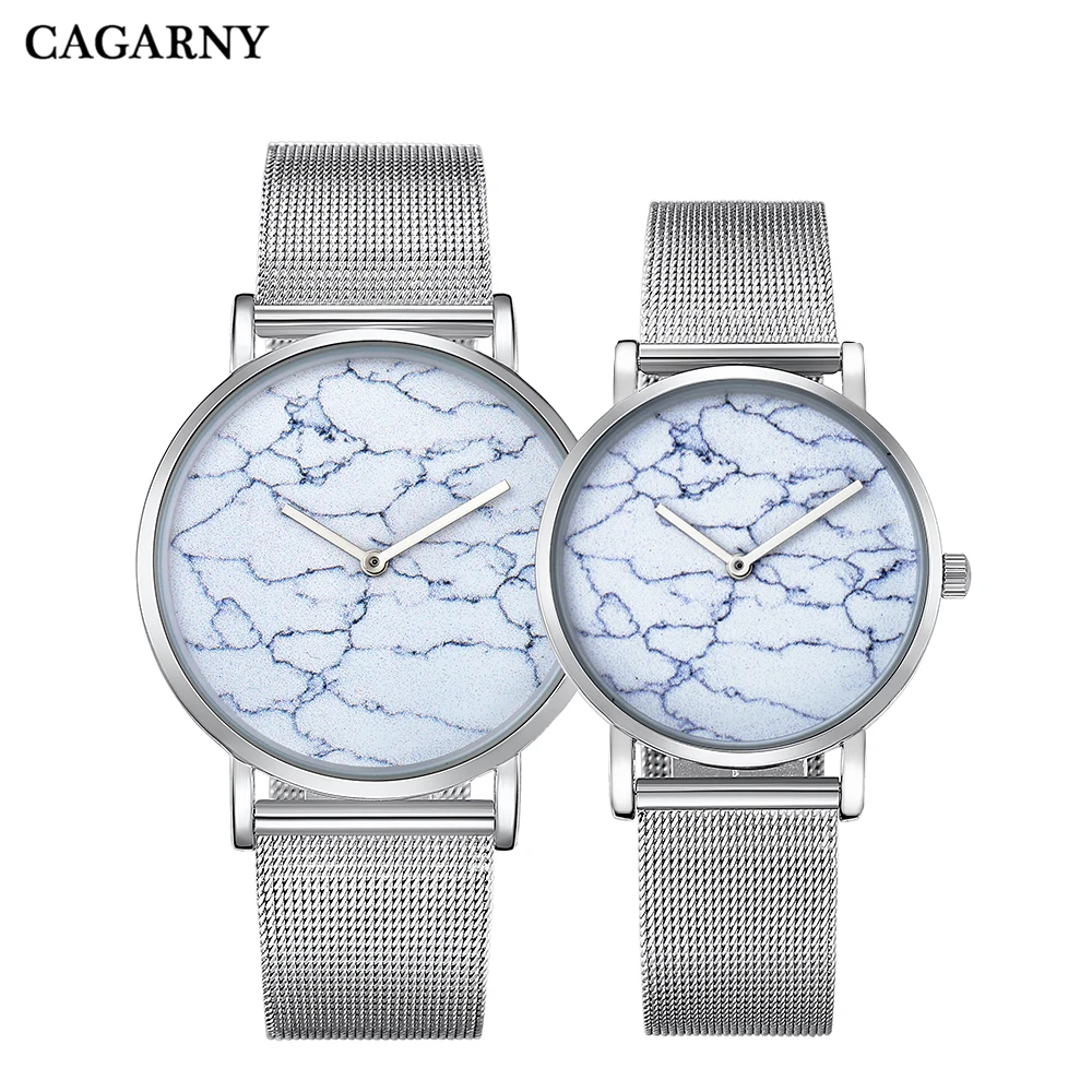 Cagarny Couple Những Người Yêu Thích Đồng Hồ Thép Không Gỉ Lưới Vòng Đeo Tay Xem Phụ Nữ Ultra Thin DW Phong Cách Nam Không Thấm Nước của Quartz Đồng Hồ Đeo Tay