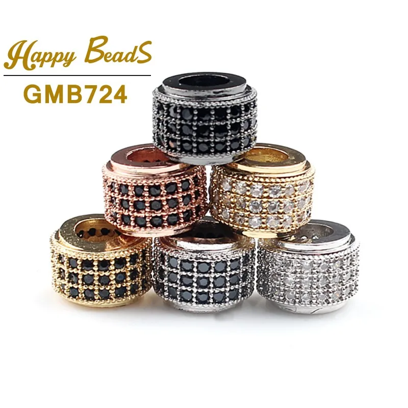 3pcs/lot Fashion Basic CZ Beads Metal Brass Micro Pave Crystal Zircon Round Tube Space Bead for Jewelry DIY Bracelet Making