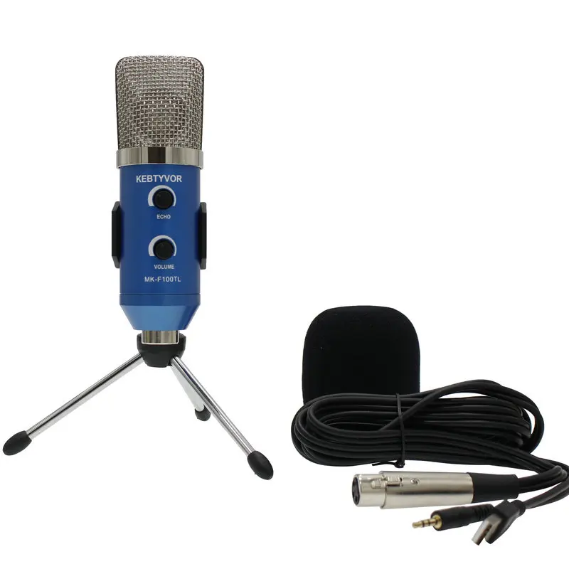 

USB Wired Condenser Studio Sound Microphone with Stand for Singing, Personal Recording Network Broadcasting Chatting