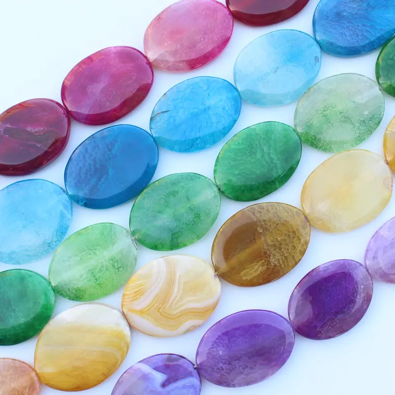 28-30x37-40mm Multi-Color Agates Oval Beads 8pcs ,  For DIY Jewelry making ! Mixed wholesale for all items!