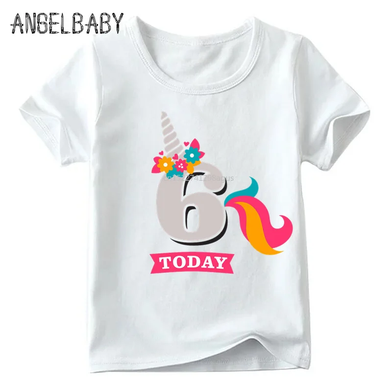 

Girls Birthday Unicorn Number 1-9 Print T shirt Baby Summer White T-shirt,Kids Number 1-9 Birthday Present Cute Clothes,ooo2431