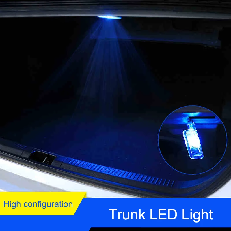 QHCP Car Make Up Mirror Light Tail Trunk Lamp White Ice Blue Color LED Bulb Interior Accessories Special For Toyota Camry 2018