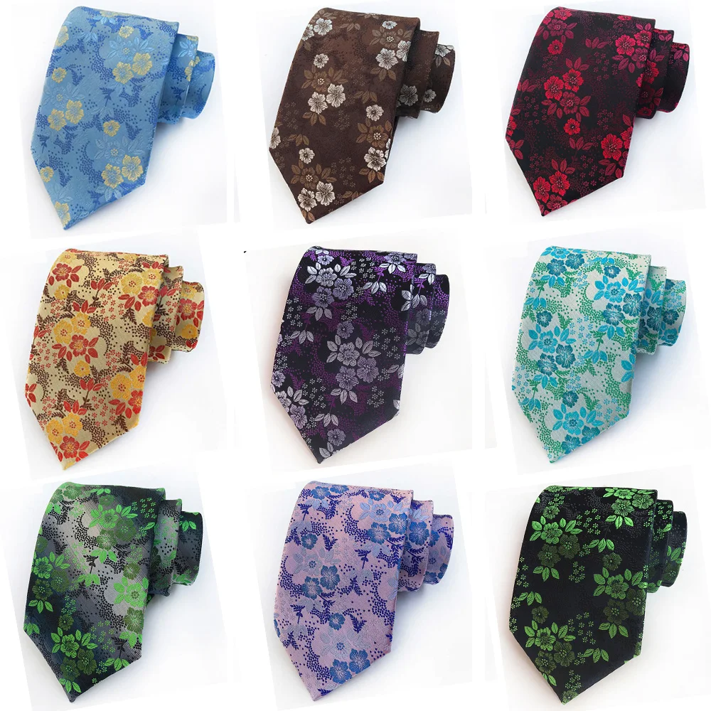 Mens Bright Color Floral Neck Ties High Grade Business 8CM Wide Tie Flower Print BWTHZ0334