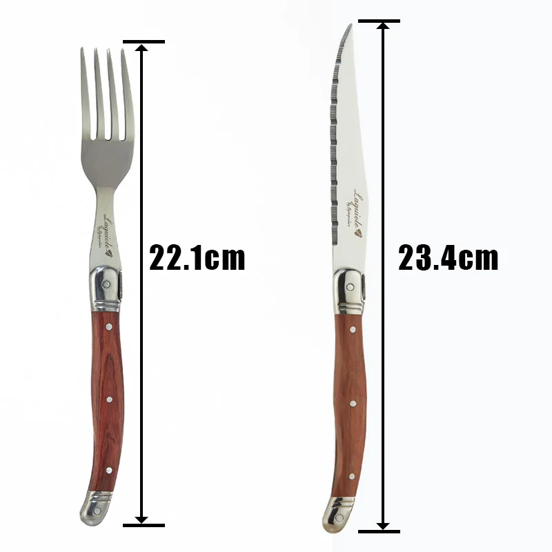 6pcs Laguiole Steak Knives Fork set  Stainless steel Japanese Cutlery Wood Dinner Knife and Forks Wooden Handle Dinnerware sets