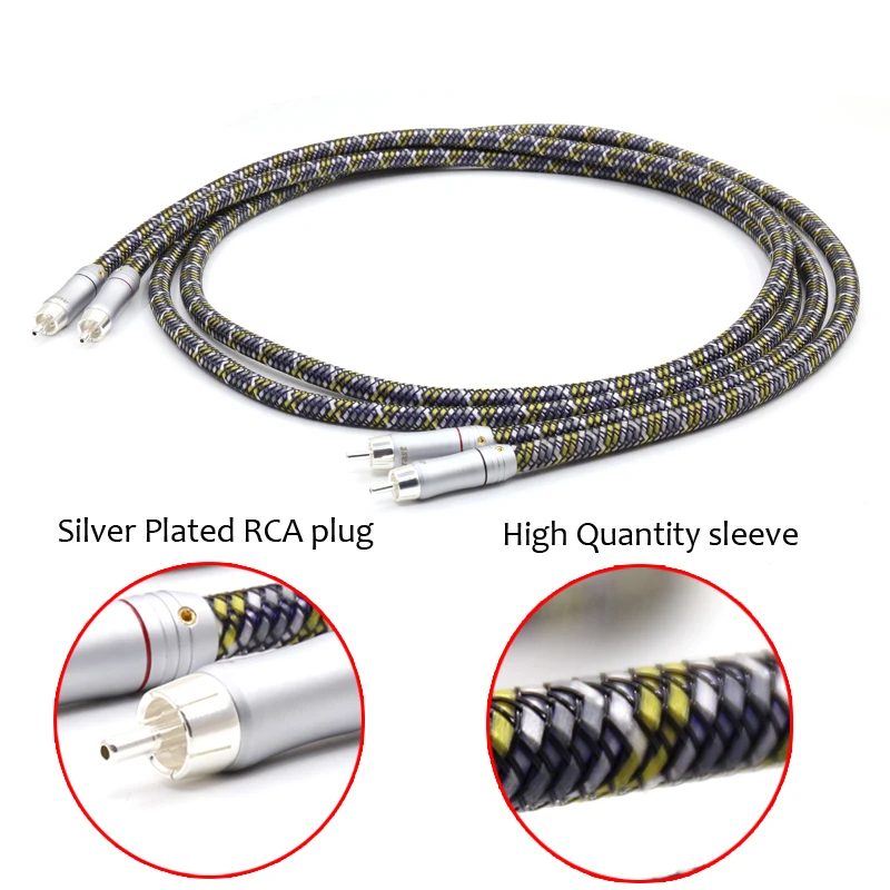 

Pair High Quality 6N 99.9999% OFC Male-Male RCA Interconnect Cable with Silver Plated RCA Plug for Hifi System