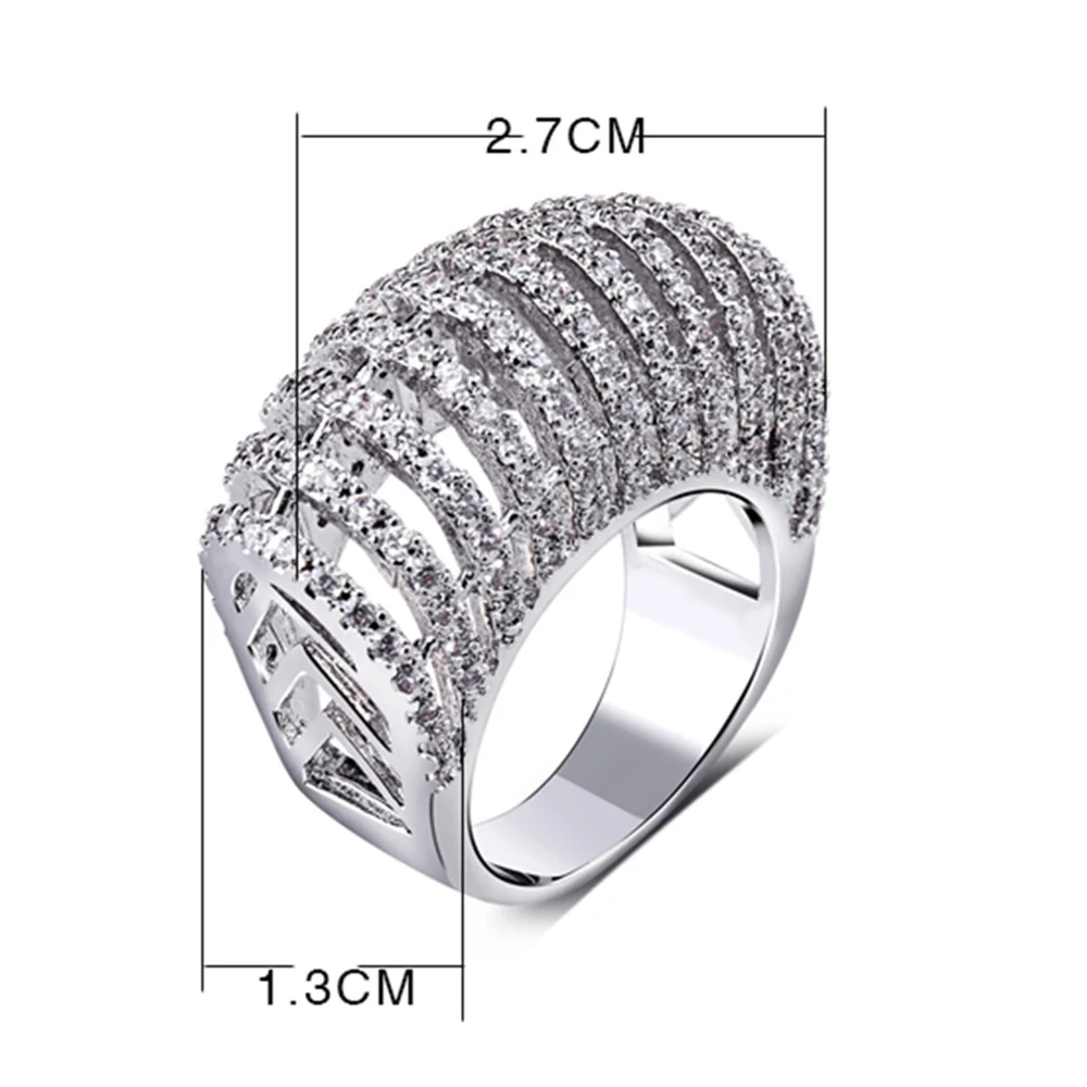 Elegant Hollow Design Zircon Ring for Women – Gold/White Color, Unique Party Costume Jewelry