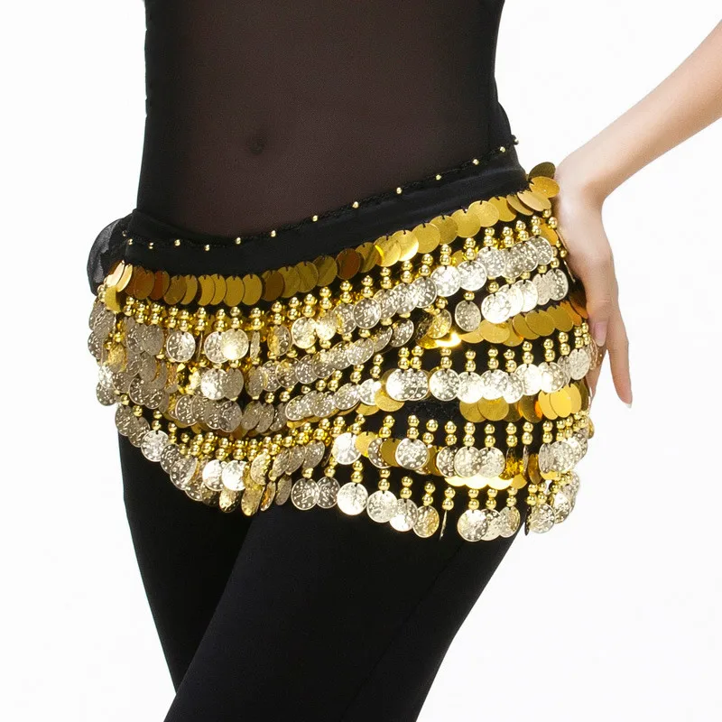 เลดี้ผู้หญิงBelly Danceเครื่องแต่งกายBellydanceผ้าพันคอสะโพกเต้นรำหน้าท้องเข็มขัดทองเหรียญผู้ใหญ่เอวChainอุปกรณ์เสริมDancwear