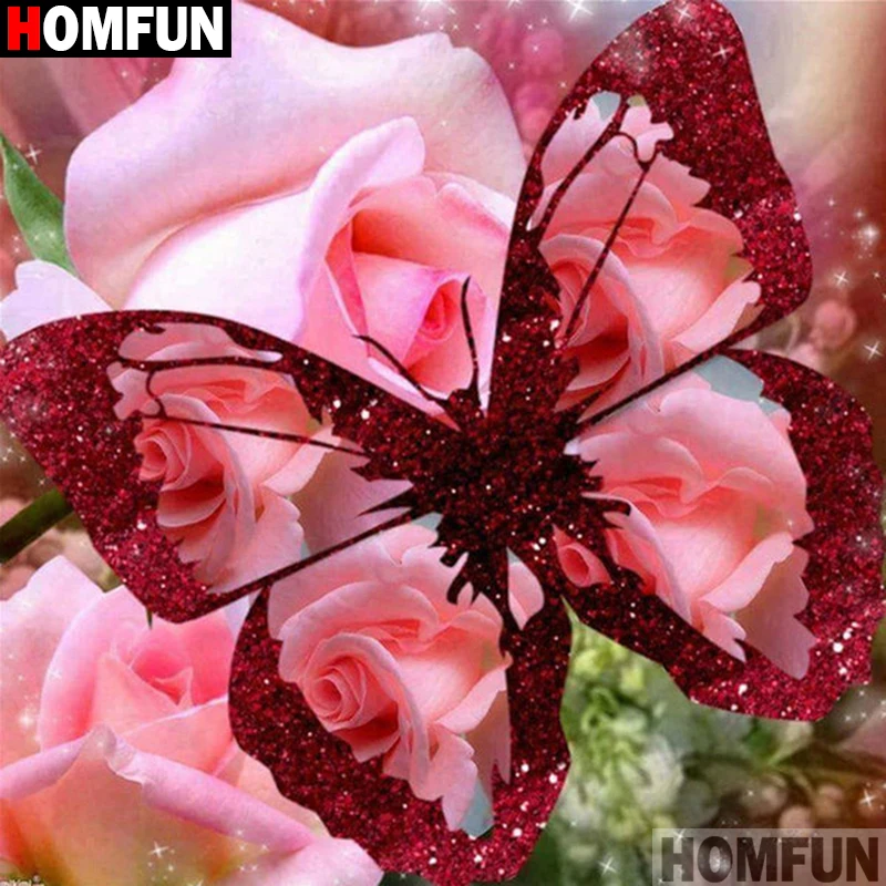 

HOMFUN Full Square/Round Drill 5D DIY Diamond Painting "Butterfly landscape" 3D Embroidery Cross Stitch 5D Home Decor A17698