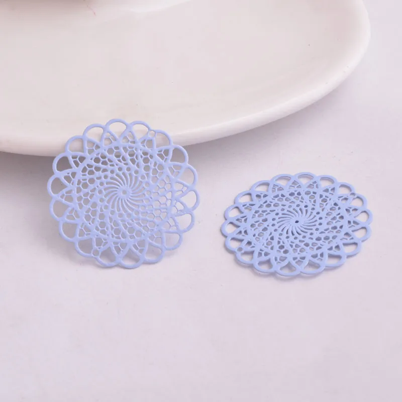 30 Stück AB2642 30mm Runde Filigran-Verbindungsstücke, Blumen-Bedruckte Charms, Verbindungsstücke für DIY-Schmuckherstellung – Detail 10
