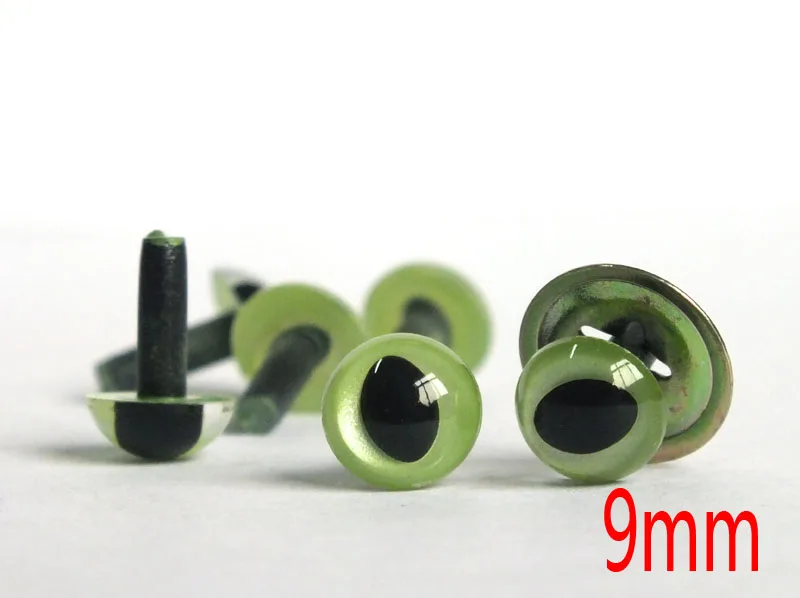 9mm OLIVE CAT / FISH amiguumi animal plastic craft safety eyes--green