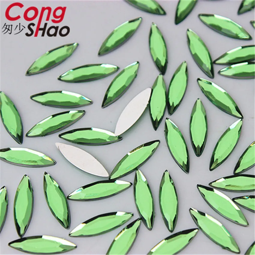 Cong Shao 200pcs 4*14.5mm Colorful flatback Horse Eye crystals and stones Acrylic Rhinestones applique Garment Decoration 8Y384