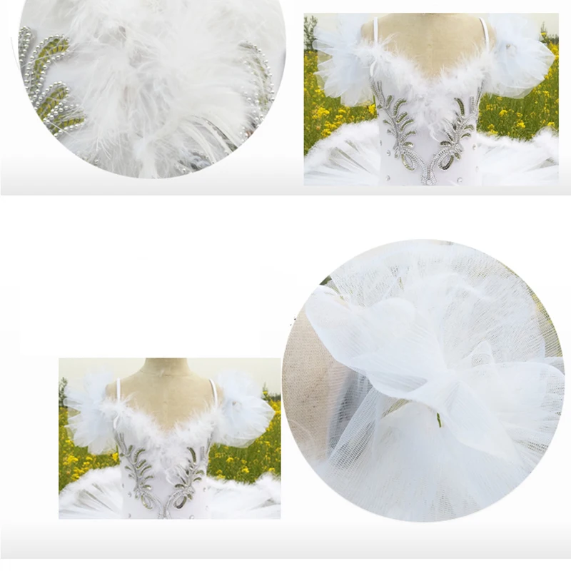 Robe de ballet blanche fzLake pour enfants, robe de ballerine pour filles, tutu de performance professionnelle, vêtements de danse pour enfants, nouveau