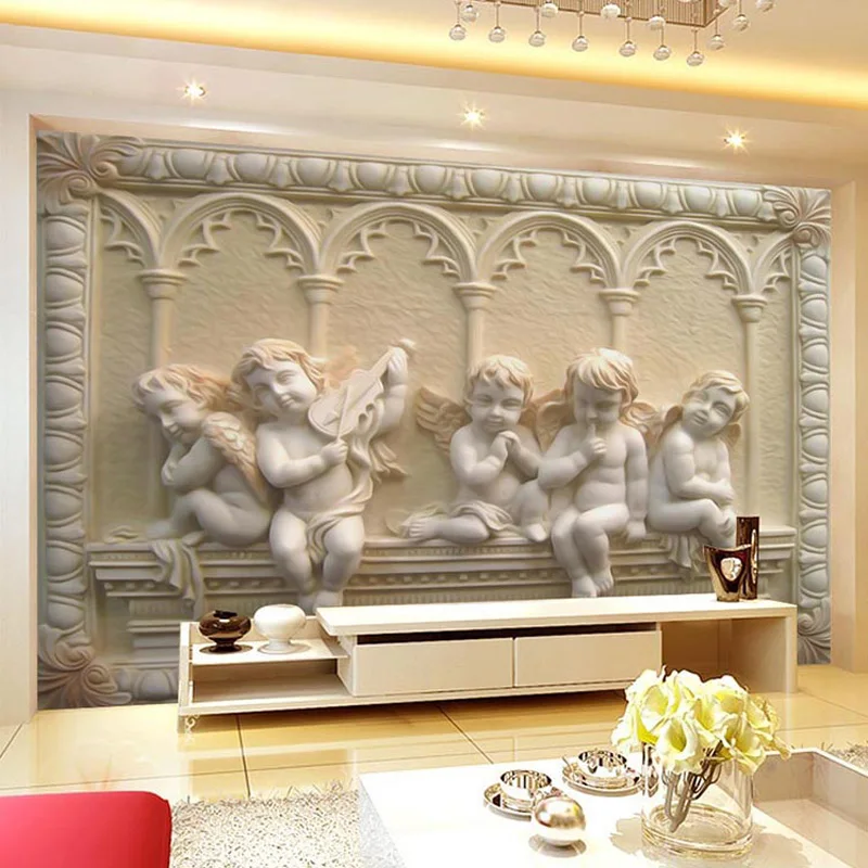 Custom Photo Wallpaper European Style 3D Stereoscopic Relief Angel Wall Art Mural Study Living Room Bedroom Decoration Painting