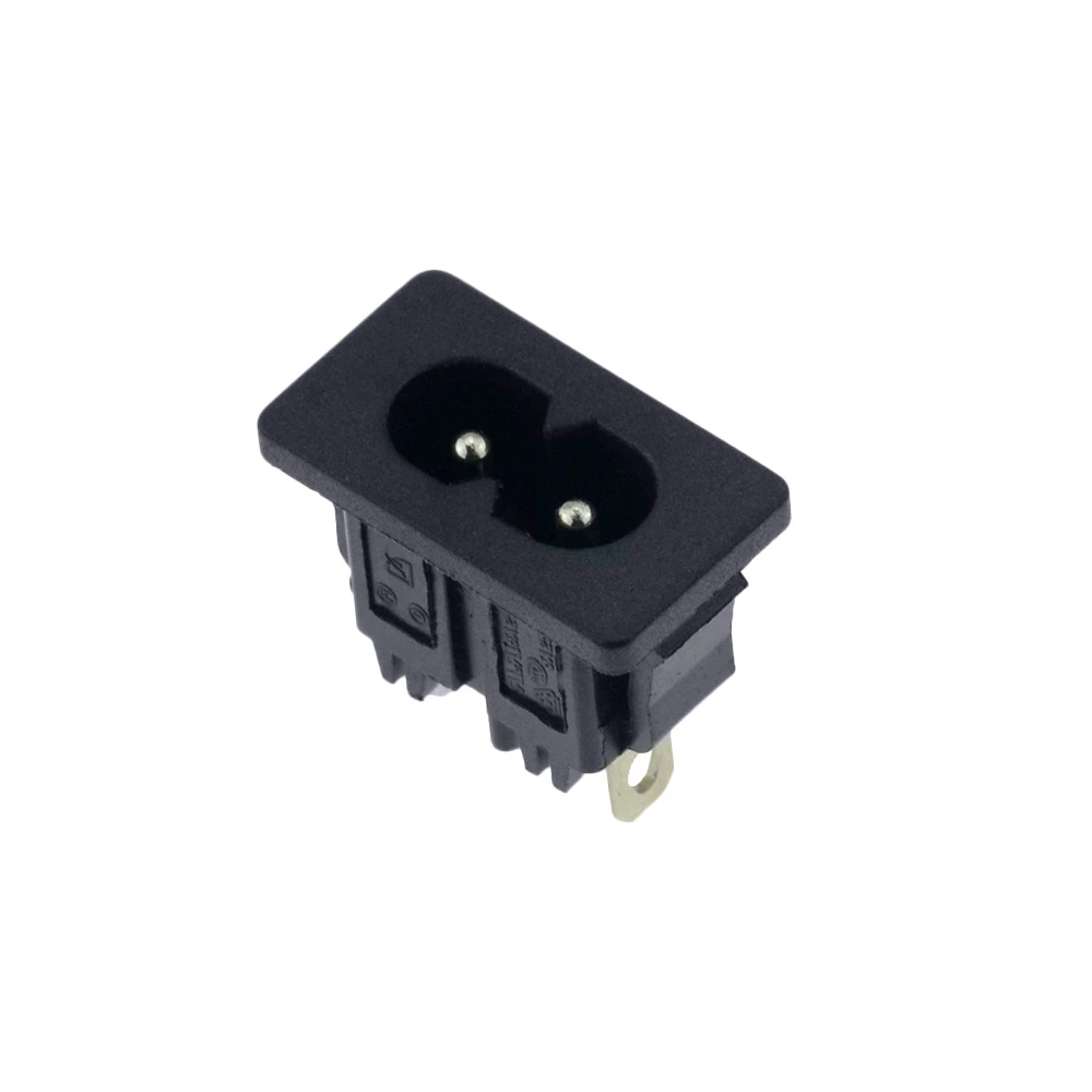 5pcs IEC320 C8 Black 2 Terminal Power Plug Inlet Socket AC 250V 2.5A